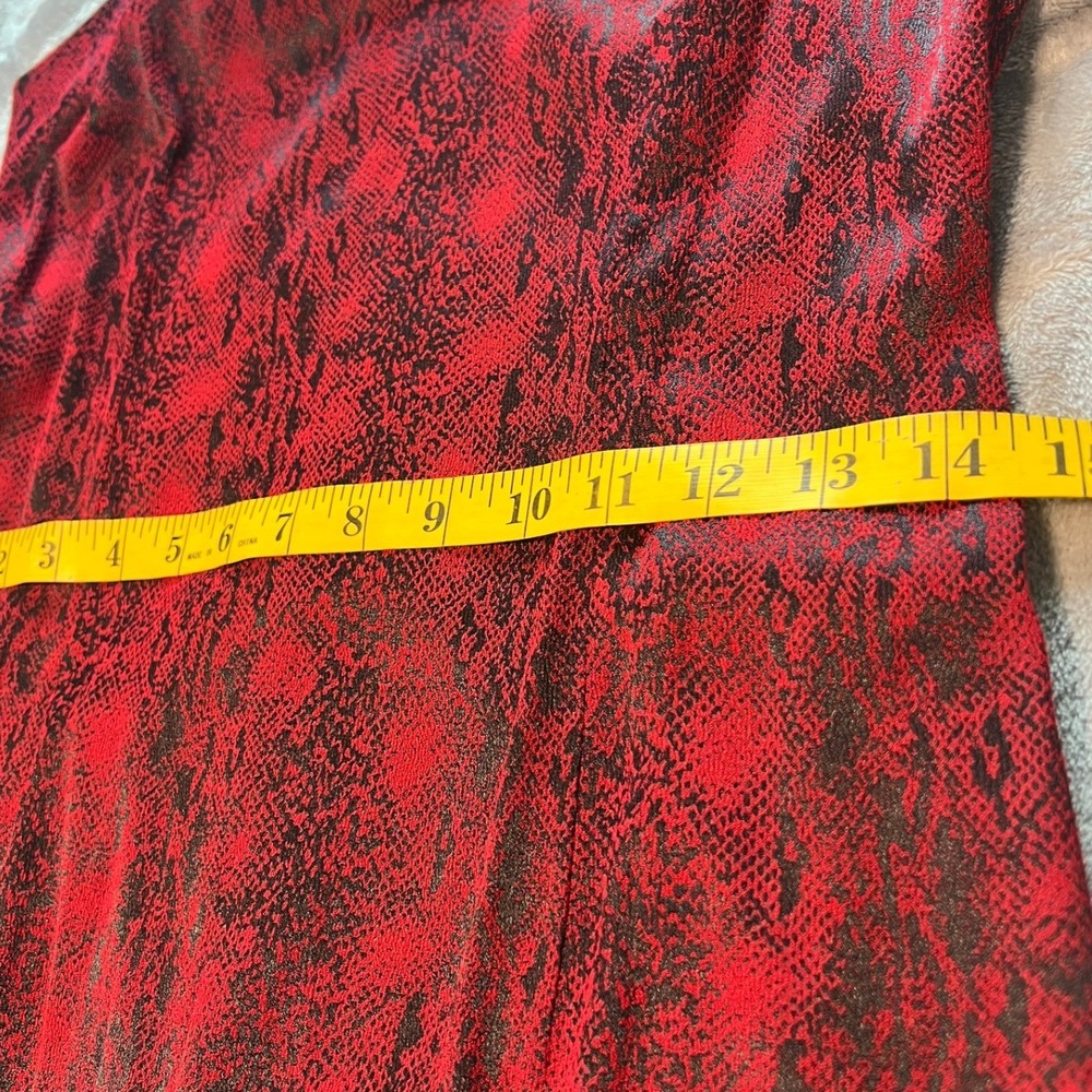 Express World Brand Red Black Snakeskin Print Spaghetti Strap Midi Dress Size 6 - Picture 7 of 11